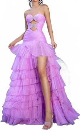 Portia & Scarlett Enchantress Tiered Tulle Gown In Pink