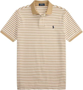 Ralph Lauren Custom Slim Fit Gestreepte Mesh Polo Shirt - Heren - Polos - Beige - M - Katoen - Tops