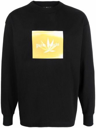 Palm Angels Sweater met bladerprint - Zwart