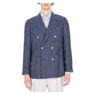 Barba Heren, Pakken, Blauw, Maat: XL Linnen