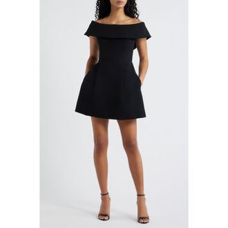 Lucy Paris Erin Off the Shoulder Minidress in Black at Nordstrom, Size X-Large