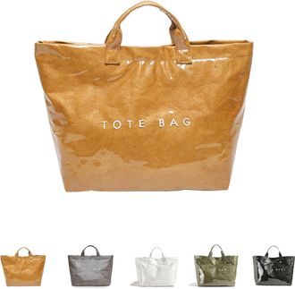 Generic Womens Letters Print Tote Bag, Womens Large PVC Tote Bag Letters Print Handbags Kraft Paper for Work (Brown)