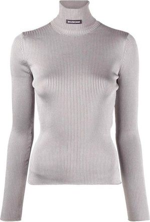 Balenciaga Gray Polyester Womens Turtleneck