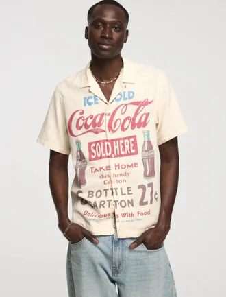Lucky Brand Mens Short Sleeve Coca Cola Printed Shirt