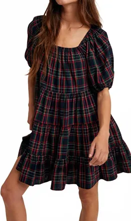 Wishlist Tartan Plaid Mini Dress In Navy