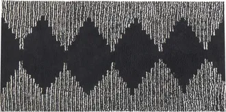 Beliani Alfombra De Algod&oacute;n Negro Blanco 80 X 150 Cm Pelo Corto Patr&oacute;n Geom&eacute;trico Escandinavo Bathinda