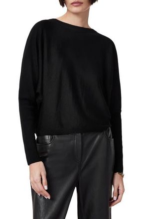 AllSaints Julieana Reversible Dolman Sleeve Crop Sweater in Black at Nordstrom, Size X-Small