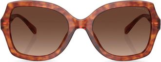 Coach tortoiseshell-effect butterfly-frame sunglasses - unisex - Acetate - 56 - Brown