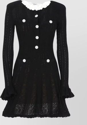 Self Portrait cotton long-sleeve mini dress