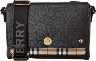 Burberry Note Medium Vintage Check & Leather Shoulder Bag