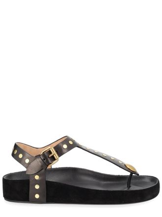 Isabel Marant Black Enore Leather Gold-Studded Sandals