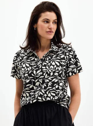 Contemporaine Womens Patterned stretch jersey Polo Shirt shirt