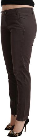 Ermanno Scervino Womens Brown Cotton Low Waist Slim Fit Pants Elastane
