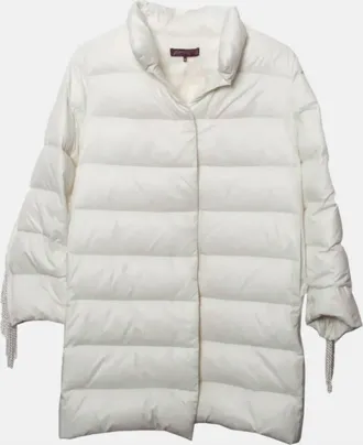 Glamourpuss Womens Fringe Car Coat In White