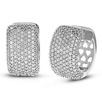 Vir Jewels 3 cttw Lab Grown Diamond Hoop Earrings in Sterling Silver With Hidden Post For Women