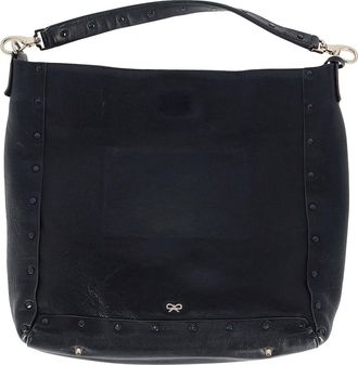 Anya Hindmarch Studded Hobo Bag in Navy Blue Leather