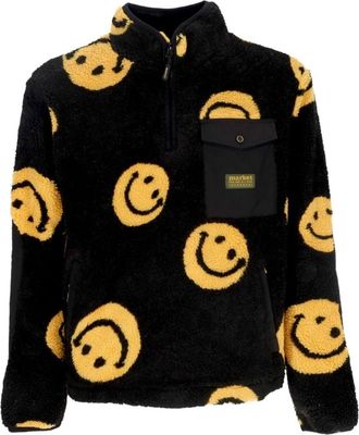 Market Smiley Zwarte Teddybeer Sherpa Jas - Heren - Jassen - Zwart - XL - Polyester - Jassen