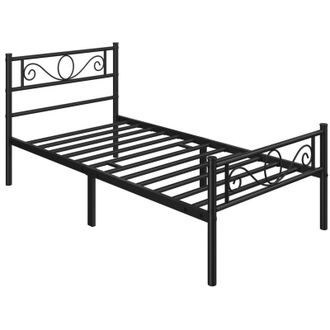 Yaheetech Yaheetech - Cama Hierro Para Colch&oacute;n De 90 X 200 Cm Cama Met&aacute;lica Cama Individual Industrial Estructura Metal Negro
