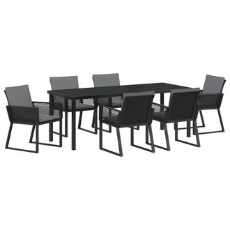 vidaXL Conjunto De Comedor De Jard&iacute;n 7 Pcs Negro Vidaxl
