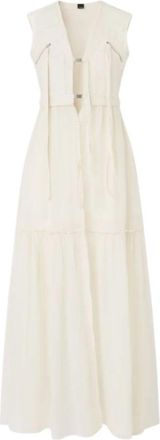 Pinko Andres Abito Voile - Dames - Maxi kleedjes - Wit - S - Katoen - Kleedjes
