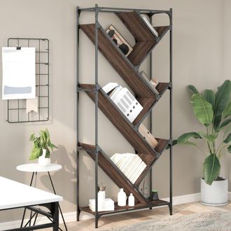 Berkfield Home Bookcase Brown Oak 79x30x180 cm Engineered Wood & Metal | Size: 79 x 30 x 180 cm