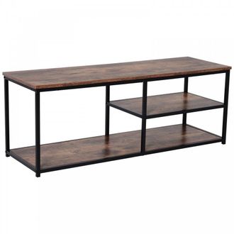 HOMCOM Steel Frame Industrial Style TV Stand w/ Shelf Black/Brown - Home Living | TJ Hughes Black
