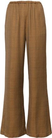 Forte_Forte glen-check patterned flared trousers - CARAMEL
