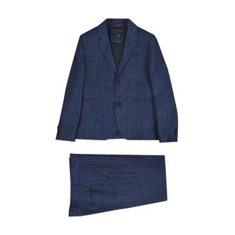 Fay Linen Suit - male - Fay - Kids Suits - Blue - 12 Y - Kids