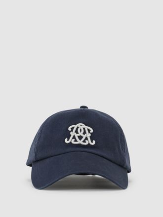 Reiss Navy Monogram-embroidered Baseball Hat