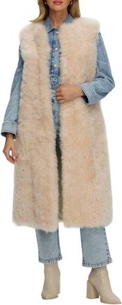 Gorski Genuine Shearling Collarless Long Vest in Light Beige at Nordstrom, Size X-Small