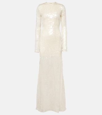 DAVID KOMA Sequined open-back gown
