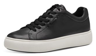 Tamaris Plateausneaker TAMARIS, Damen, Gr. 36, schwarz, Leder, Schuhe Plateausneaker, Freizeitschuh, Halbschuh, Schn&uuml;rschh mit Wechselfussbett