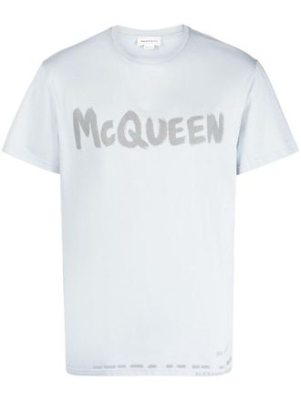 Alexander McQueen logo-print cotton T-shirt - Blue