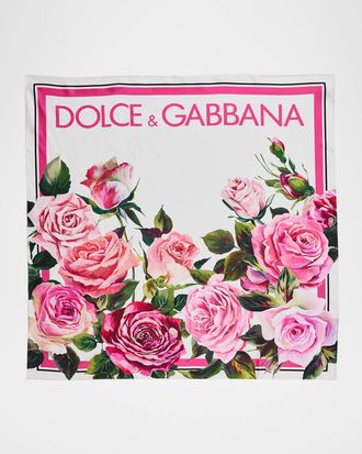 Dolce & Gabbana Floral Silk Twill Foulard Scarf
