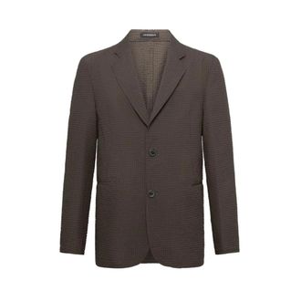 Emporio Armani Blazers, male, Brown, Size: XL Seersucker Blazer