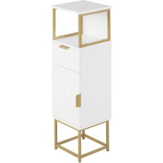 Kleankin Mobile Bagno con Armadietto, Cassetto e Ripiano in Legno e Metallo - Kleankin