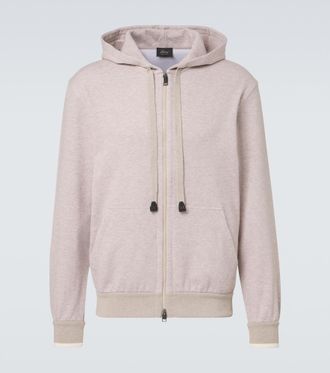 Brioni Cotton-blend zip-up hoodie