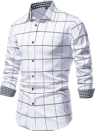 Generic Long Sleeve Pack Shirts for Men Mens Warm Overcoat Lapel Plaid Print Warm Long Sleeve Button Down Thickened Autumn and Winter Casual Shirts Casual Shi