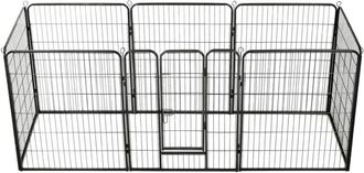 vidaXL Corral Para Perros 8 Paneles De Acero 80x100 Cm Negro Vidaxl