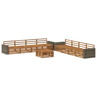 vidaXL Set Di Divani Da Esterno 9 Pz Naturale Legno Massello Di Acacia Vidaxl