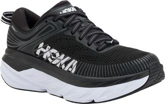 Hoka One One Womens Sneakers Bondi 7 Black-White Upper: Textile Trainers Black/white