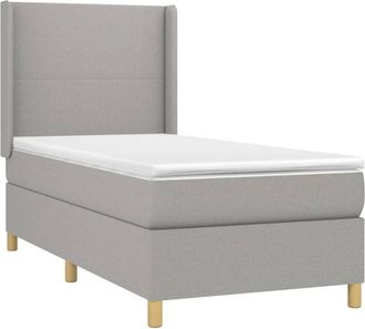vidaXL Vidaxl - Cama Box Spring Colch&oacute;n Y Luces Led Tela Gris Claro 90x190 Cm