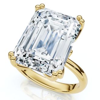 Pompeii3 Certified 10Ct Emerald Cut Diamond Solitaire Engagement Ring 14k Gold Lab Grown