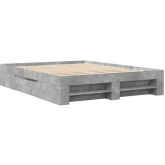 vidaXL Bed Frame without Mattress Concrete Grey 160x200cm Engineered Wood Vidaxl