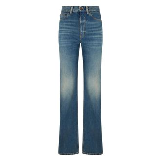Saint Laurent Rechte jeans - Dames - Jeans - Blauw - Maat: W28 Katoen