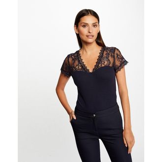 Morgan T-shirt met korte mouwen en kanten schouders