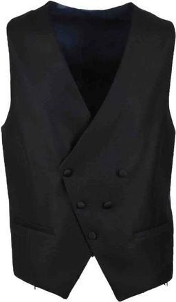 Alessandro Dell'Acqua Blue Double-Breasted Polyester-Blend Vest