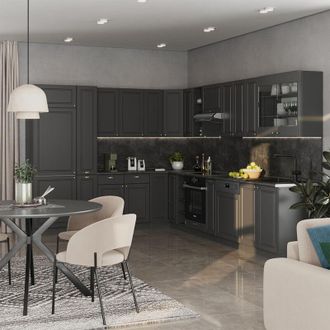 Vicco Cocina Esquinera Fame-line, Antracita-oro Landhaus, 347 X 46 Cm Sin Encimera, Vicco