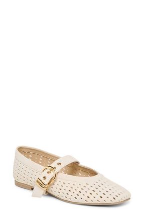 Dolce Vita Mikel Mary Jane Flat in Creme Perforated Suede at Nordstrom, Size 8.5
