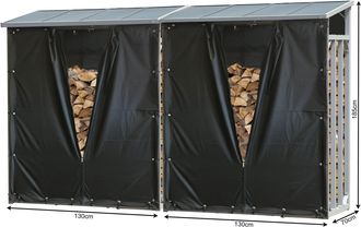 Quick-Star 2 St&uuml;ck Aluminium Kaminholzregal 130 X 70 X 185 Cm Mit Wetterschutz Garten Kaminholzunterstand 3,2 M&sup3; Kaminholzlager Stapelhilfe Aussen